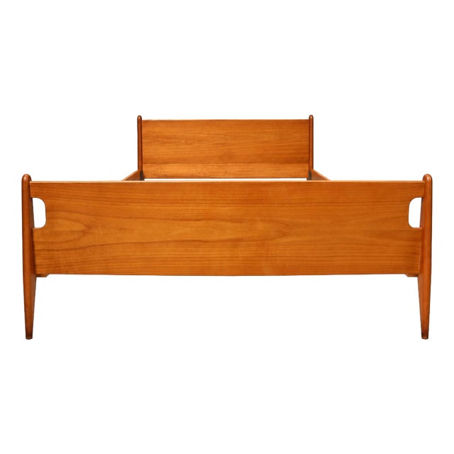 Vintage Double Bed Wooden Bed Frame, 1960s For Sale