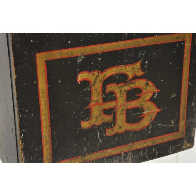Wood Antique English Regency Wooden Painted Slope Top Storage Grain Bin With Divider For Sale - Image 7 of 12