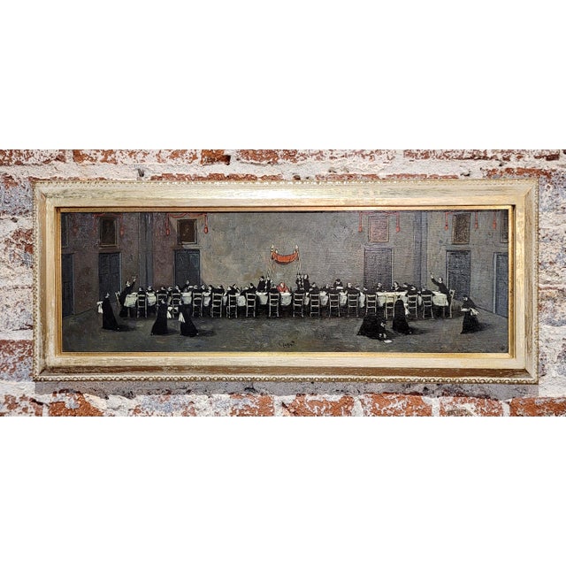 Nino Caffe - 41 Priests celebrating a Cardinal -Oil painting Italian Mid century Expressionist- Oil painting on panel...