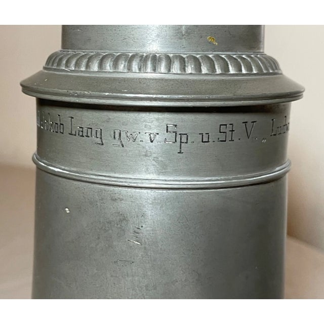 Metal Antique 1926 Handmade Pewter Lidded German Honorary Presentation Beer Stein Mug For Sale - Image 7 of 13