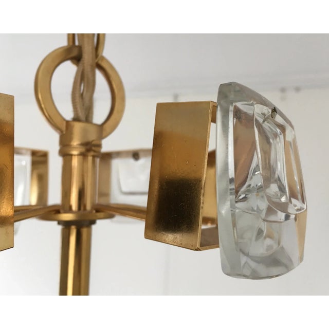 Gold Large Brutalist Crystal & Gilded Brass Chandelier from Palwa For Sale - Image 8 of 12
