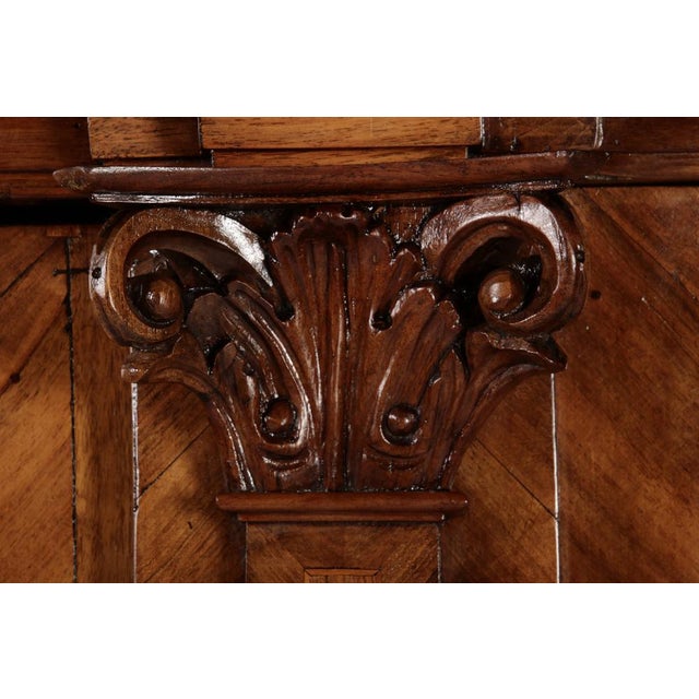 Antique Baroque Walnut Cabinet with Pilasters, Corinthian Capitals and Inlays, Vienna, Austria, 1750s For Sale - Image 14 of 18