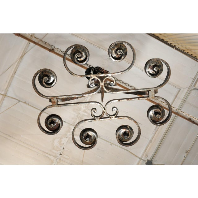 Vintage French Iron 8-Light Chandelier For Sale - Image 4 of 12