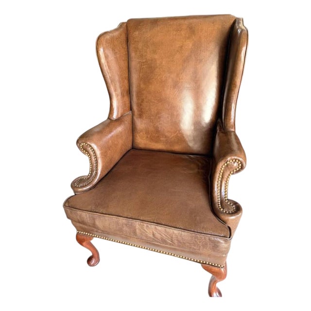 1990s Exquisite Wingback Chair, Crafted by the Artisans at Hickory Chairs Tannery For Sale