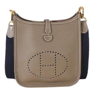 Bleu Indigo Etoupe Clemence Amazone Mini Evelyne 16 TPM GHW For Sale