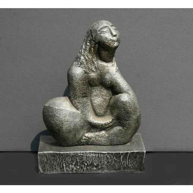 Seated Woman, Cast Metal Sculpture For Sale - Image 4 of 4