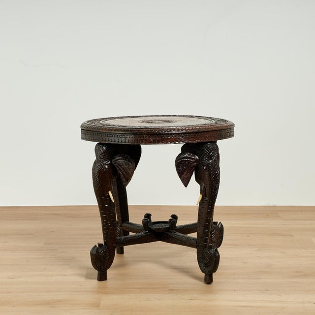 Antique Anglo Indian Inlaid and Carved Table or Stand For Sale - Image 4 of 17