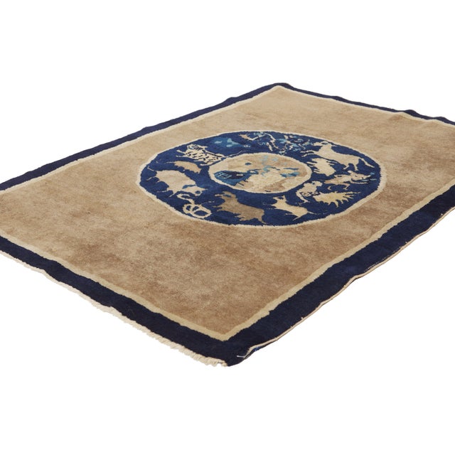 79952 Antique Chinese Baotou Rug, 03'01 x 04'04. The Celestial Menagerie: An Antique Chinese Zodiac Masterpiece of...