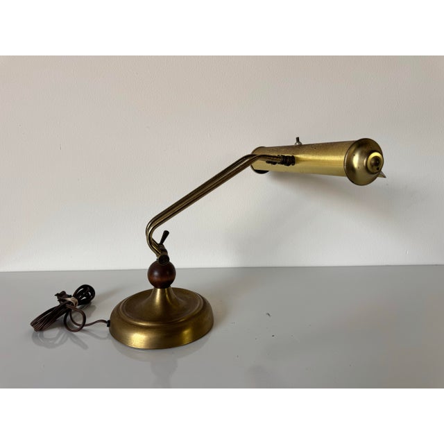 Brass Vintage Brass Adjustable Student/Piano Desk Lamp With Perforated Shade For Sale - Image 8 of 12
