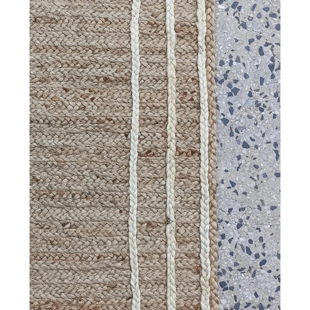 Ivory Handwoven Natural Jute Door Mat With Ivory 3d Border For Sale - Image 8 of 9