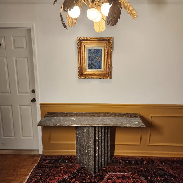 Wood 1980s Post Modern Stone Console Table For Sale - Image 7 of 12