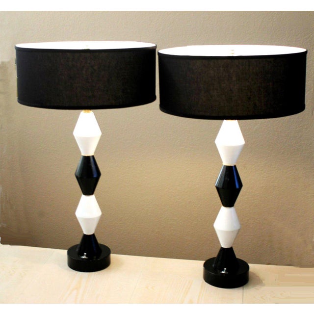 Mid 20th Century Modern Frederick Cooper "Harlequin" Mid Century Modern Decorator Lamps - Pair For Sale - Image 9 of 9