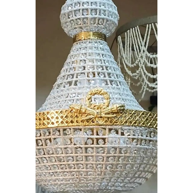 1970s Extra Wide Gold and Crystal Hollywood Regency Chandelier For Sale - Image 4 of 5