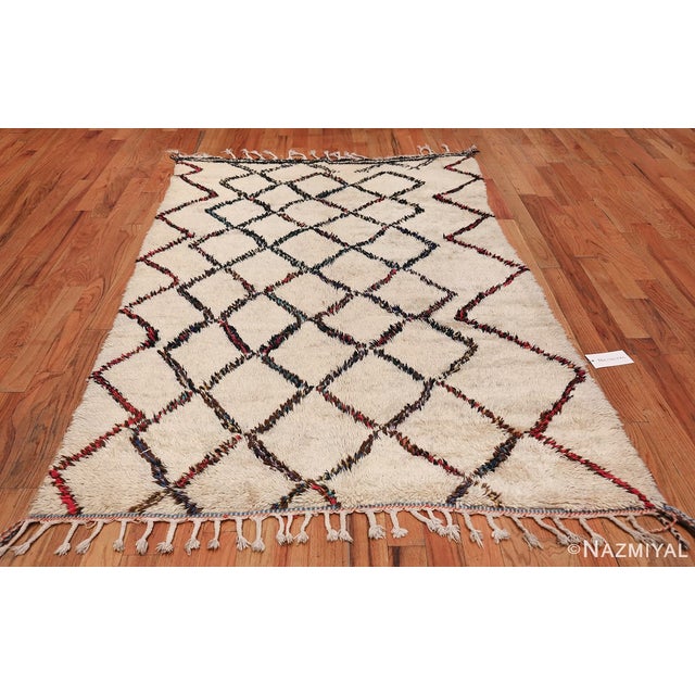 Breathtaking Geometric Vintage Ivory Beni Ourain Moroccan Rug, Country of Origin / Rug Type: Morocco, Circa Date: Mid –...
