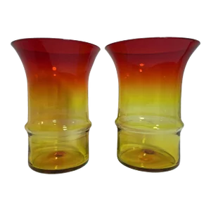 1960s Mid-Century Modern Blenko Large Amberina Glass Vases- a Pair