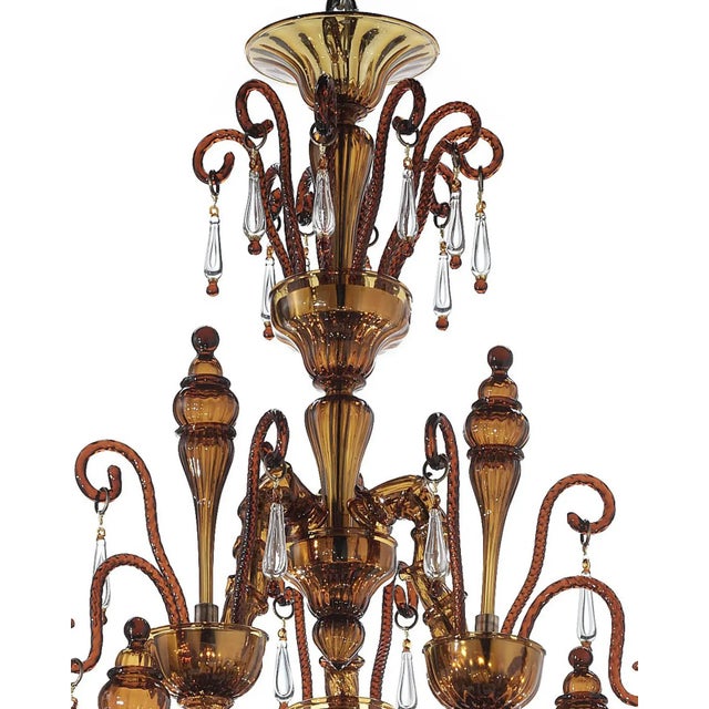 Contemporary Handcrafted Modern Brown Ca’ Rezzonico Chandelier With Curled Murano Glass Details For Sale - Image 3 of 8