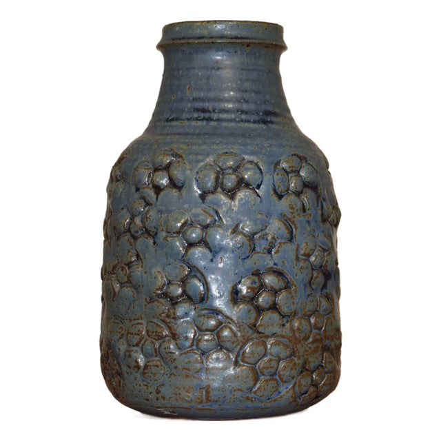 Japanese Art Pottery Blue Vase For Sale
