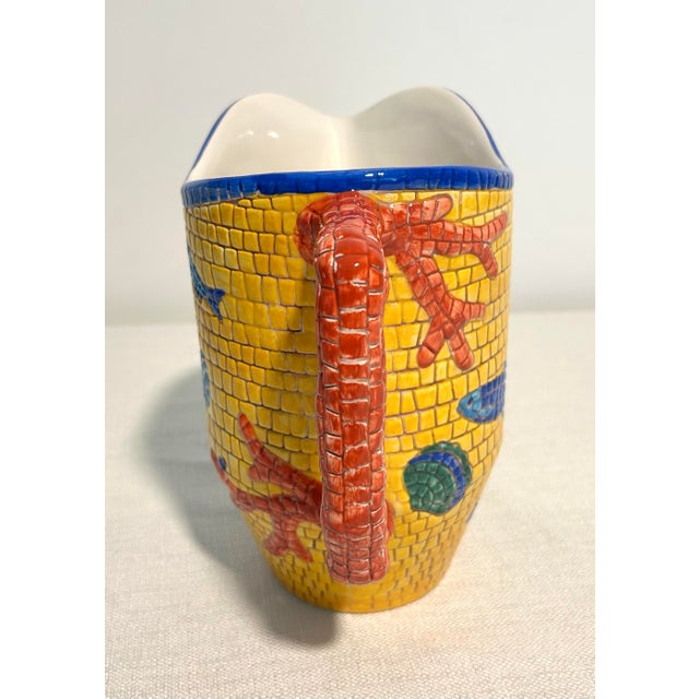 Mid 20th Century Mid 20th Century Mid Centruy Modern Vietri Nettuno Italian Mosaic Coral and Fish Decorative Dining Accessories - A 4 Piece Set For Sale - Image 5 of 10