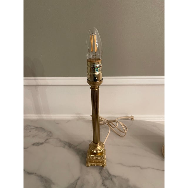 Brass Vintage Art Deco Brass Candlestick Lamp For Sale - Image 8 of 9