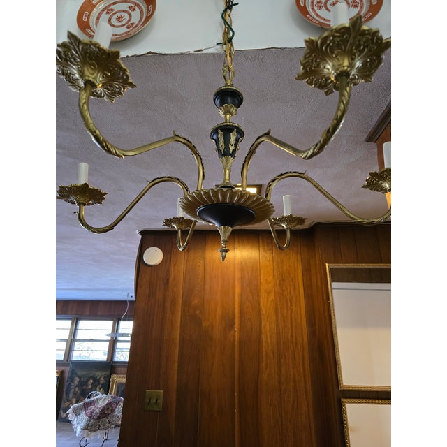 Vintage Mid Century Italian Gilt Hollywood Glamour Chandelier For Sale In Boston - Image 6 of 8