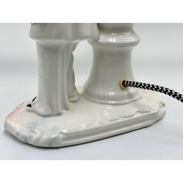 White Vintage Ceramic Perriot Table Lamp, 1960s For Sale - Image 8 of 14