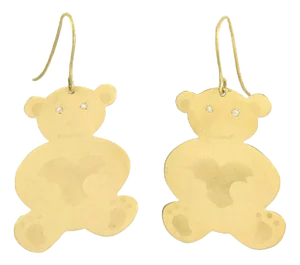 Roberto Coin Diamond 18k Yellow Gold Full Figure Bear Hook Dangle Earrings