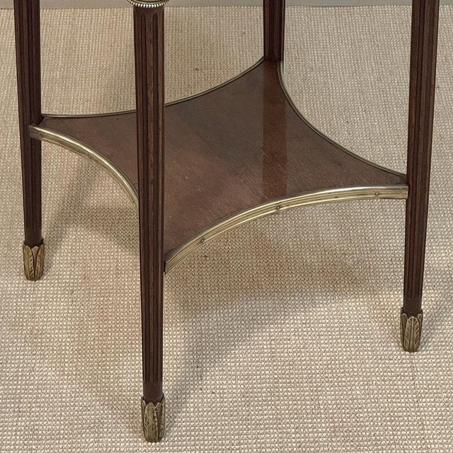19th Century French Louis XVI Mahogany Marble Top Gueridon ~ Round End Table For Sale - Image 9 of 17