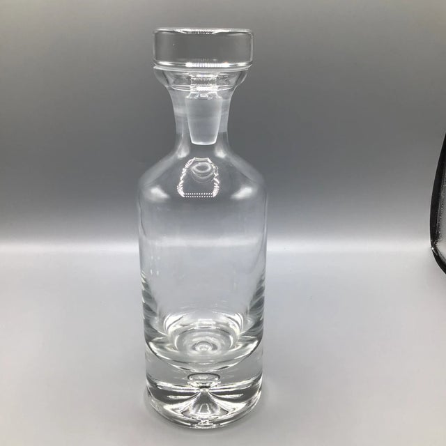 Vintage Krosno Clear Glass Bubble Bottom Decanter and 8 Crisa Dimple