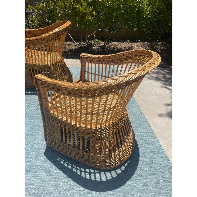 McGuire Vintage Wicker Barrel Back Armchairs, a Set of 4 For Sale - Image 9 of 16