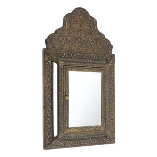 Art Deco French Copper Wall Cabinet with Beveled Mirror, 1930s For Sale