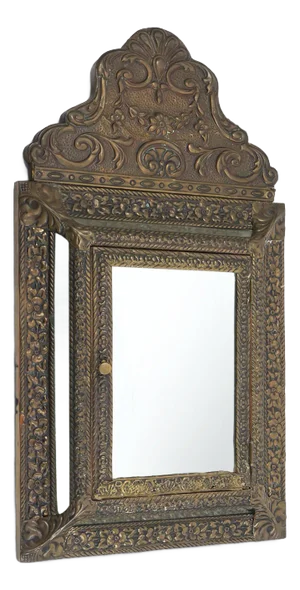 Art Deco French Copper Wall Cabinet with Beveled Mirror, 1930s