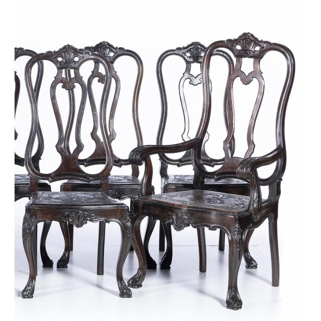 Armchairs and Chairs, Portugal, Late 19th Century, Set of 8 For Sale - Image 3 of 6