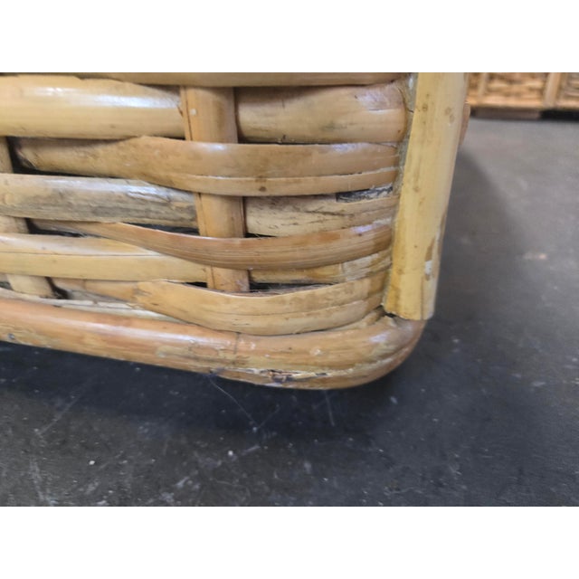 Tan Ralph Lauren Bamboo Woven Tub Chairs and Ottoman/Table- A Set For Sale - Image 8 of 10