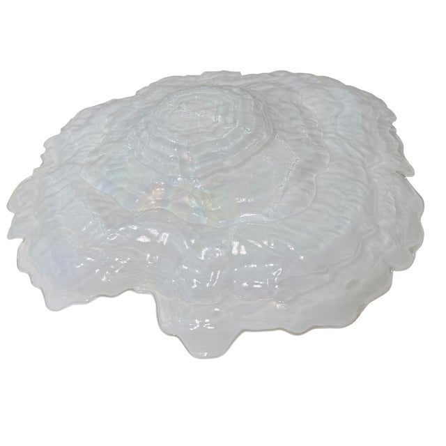 Glass 1970s Don Shepherd Style Iridescent Icescape Lettuce or Oyster Art Glass Centerpiece Bowl For Sale - Image 7 of 12