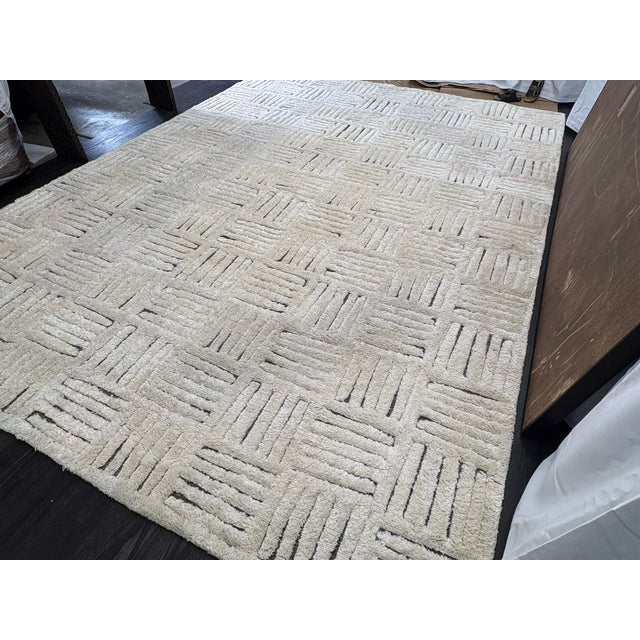 RH Basanti Rug – 9' × 12' Marled Ivory/Charcoal | Hand-Knotted Wool Blend | Contemporary Himalayan-Inspired Design Luxury...