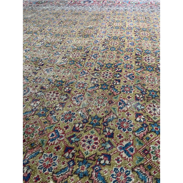 Circa 1930's Rug with Mustard Saffron & Salmon Colors 9.3. X 12.3 For Sale - Image 10 of 13