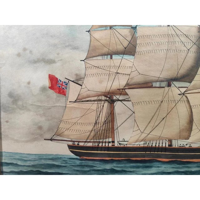 Ships, Watercolors, 1900, Framed, Set of 2 For Sale - Image 9 of 12