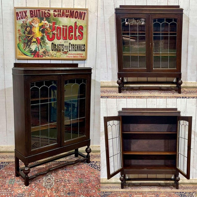 English oak display cabinet from the 1930s - L=90cm, D=26cm, H=1m24.