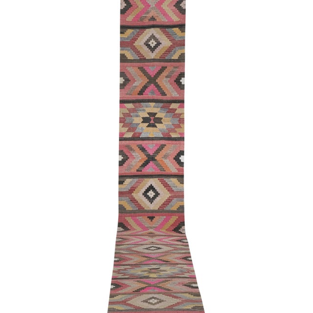 Tribal Flat Woven Turkish Striped Kilim Runner 2'6'' X 20'6'' Hand woven with high quality pure wool 30.3" x 246.5" / 77 x...