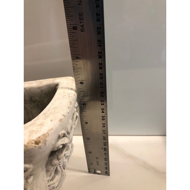 Rustic Vintage Concrete Planter With Floral Design For Sale - Image 3 of 9