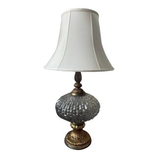 1970's Art Deco Smokey Glass Table Lamp For Sale