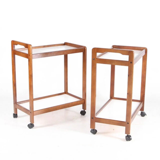 Wood Wooden and Laminate Trolleys, 1970s, Set of 2 For Sale - Image 7 of 9