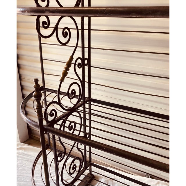 Late 19th Century Antique French Bakers Rack Brass and Iron Multiple Shelves For Sale - Image 5 of 11