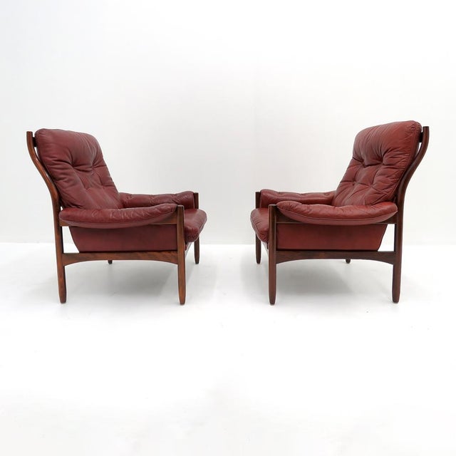 Pair of Swedish Highback Armchairs “Hoffman” by Gunnar Kentemol for Göte Möbler, 1970 For Sale - Image 4 of 10