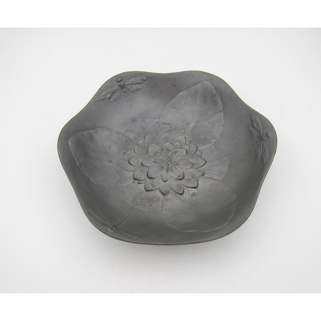 Art Nouveau Kayserzinn Bowl With Water Lily and Dragonflies For Sale - Image 10 of 10