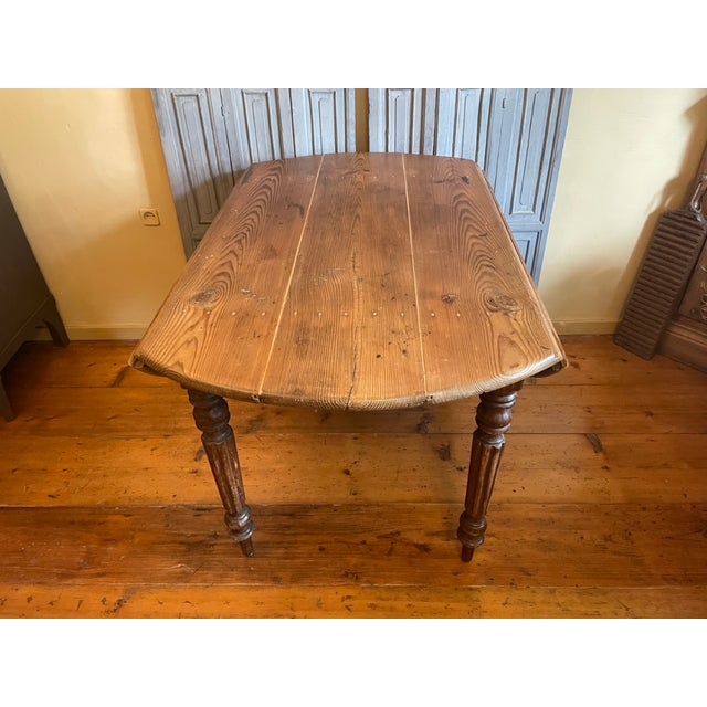 Brown Antique French Drop-Leaf Table, 1890s For Sale - Image 8 of 18