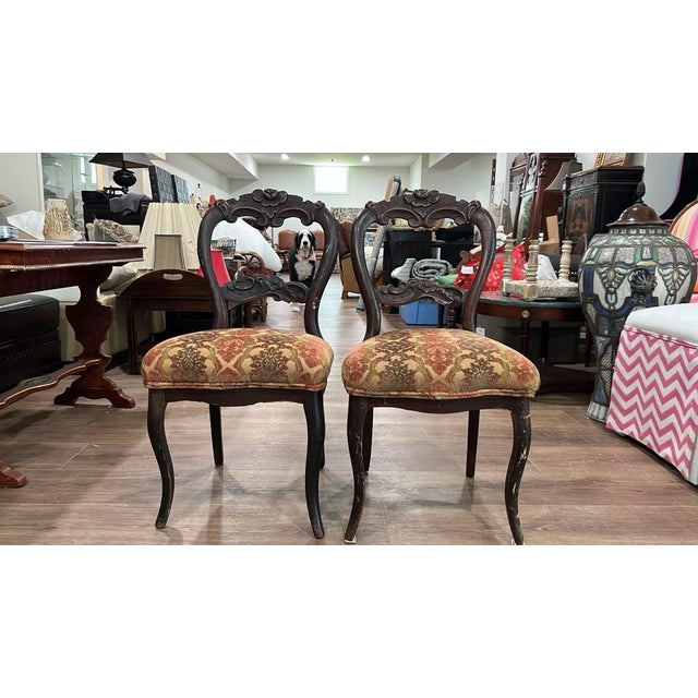 2020s Carved Victorian Side Chairs (Set of 2) For Sale - Image 5 of 5