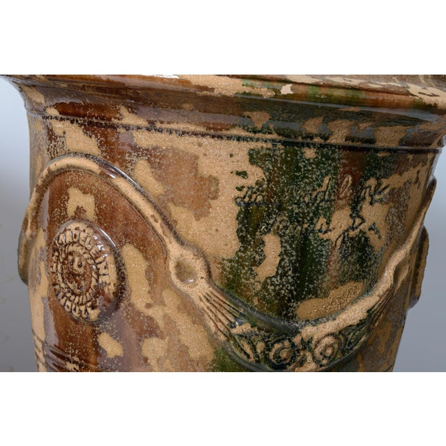 Ceramic Antique French Glazed Terracotta Anduze Planters, Signed For Sale - Image 7 of 18