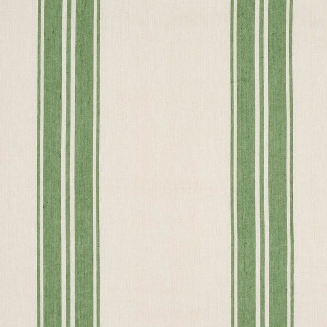 Schumacher Schumacher x Mark D. Sikes Brentwood Stripe Fabric in Leaf Green For Sale - Image 4 of 4