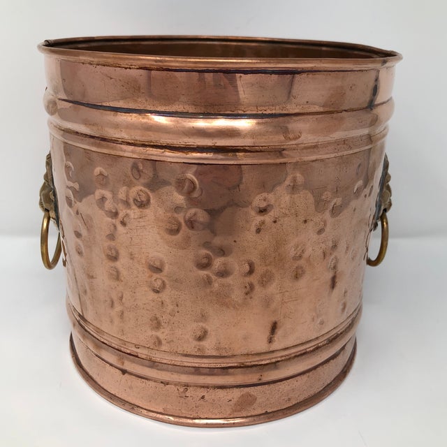 Vintage Hammered Copper and Brass Lion Head Bucket Chairish